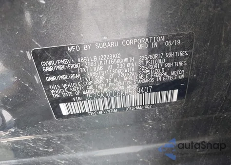 2019 Subaru Forester from USA, damaged, VIN JF2SKACC6KH569407